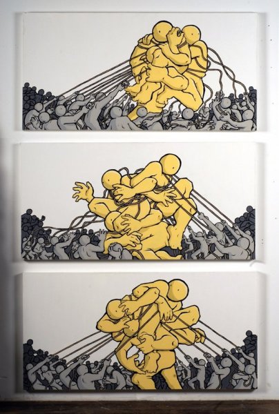 Patrick Smith Pull 1, Pull 2, Pull 3, 2007 Acrylic and enamel on canvas 24 x 48 inches (each) 61 x 121.9 cms (each)