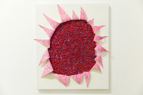 Karen Tronel Show Me What You're Made Of Clay, latex and acrylic on wood and canvas 100 x 85 cm 39 3/8 x 33 1/2 in