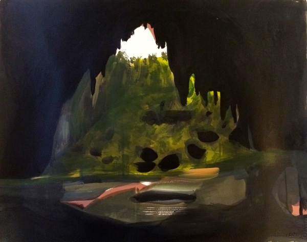 Melora Griffis, "imaginary cave," 2015, acrylic, gouache, charcoal, graphite and pastel on paper, 19 x 22.75 in.