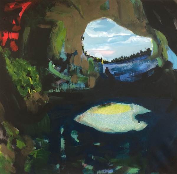 Melora Griffis, "beyond all walking / cave," 2017, acrylic and glitter on canvas, 38 x 40 in.