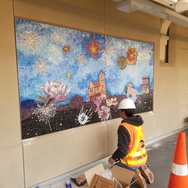Sally Gil Edges of a South Brooklyn Sky (detail, installation view) 2018