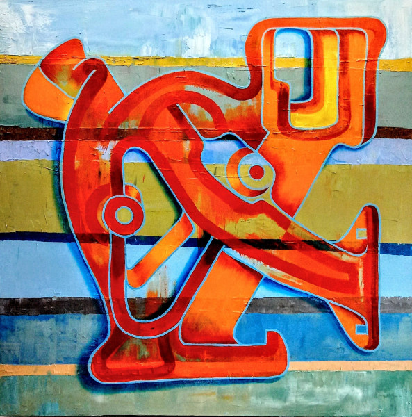 Brian Fekete Swiss Movement 2020 oil on canvas 40 x 40 in.