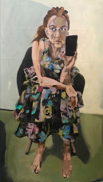 Melora Griffis the party's over 2020 oil on canvas 60 x 33 in.