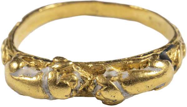 Renaissance Gold ring with two dogs facing each other