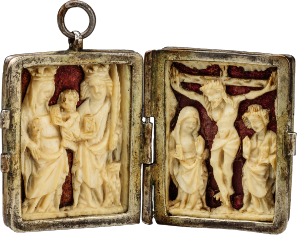 Diptych Pendant with Virgin and Child and Crucifixion Scene