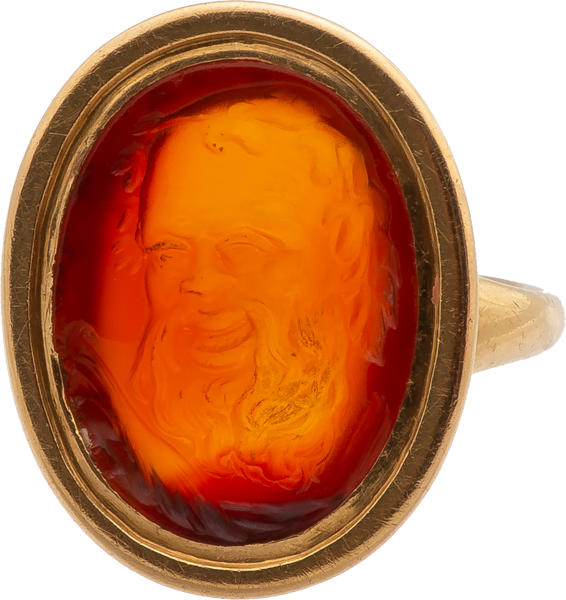 Neoclassical Ring Set with a Carnelian Intaglio of Dionysius