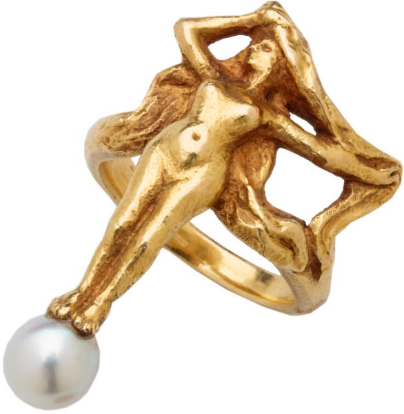 Art Nouveau Lady with pearl Ring