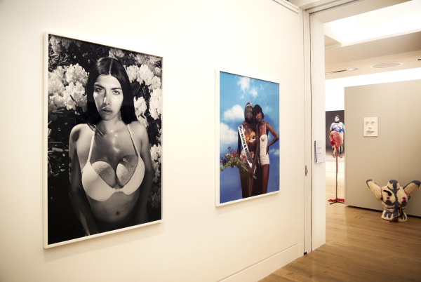 Martine Gutierrez and Amber Pinkerton works (left to right) with Jesse Darling and Anna Perach works in background (left to right)