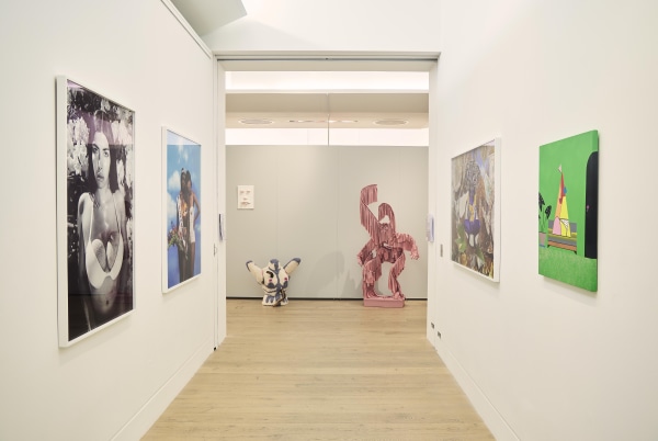 Jonathan Baldock, Anna Perach and Richard Malone works at end of corridor (left to right)