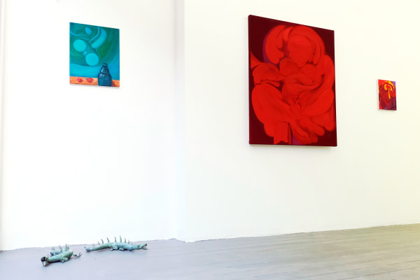 Left to right: Becky Tucker (sculpture), Emily Mannion and Emily Platzer