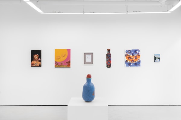 Jessie Makinson, Lian Zhang, Rose Wylie, Gray Wielebinski, Viven Zhang and Gareth Cadwallader with Renee So sculpture in foreground
