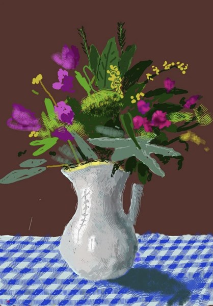 David Hockney, 15th March 2021, Flowers in a Jug, 2021