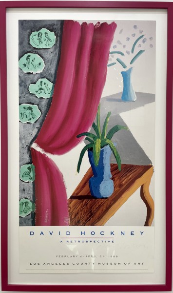 David Hockney, Hand Signed 'Still Life with Magenta Curtain', 1988