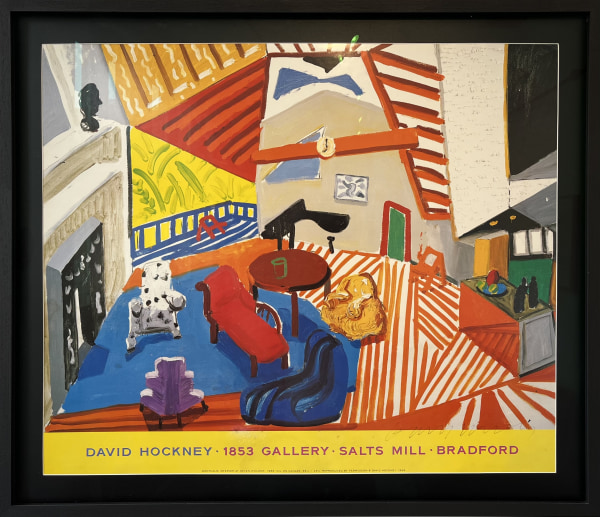 Hand-signed poster of Montcalm Interior at Seven o'Clock, 1990, by David Hockney