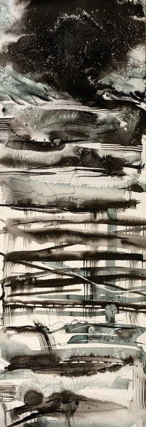 Sumi Perera Water, Water Everywhere - Not a Drop to Drink watercolour, ash, charcoal, stitch & perforations £500