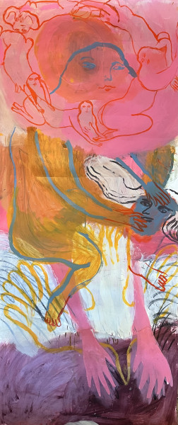 Jessica Jane Charleston Guest RWS Head in the Clouds, Bird in the Earth acrylic on paper Frame: 155 x 72cm £3,420