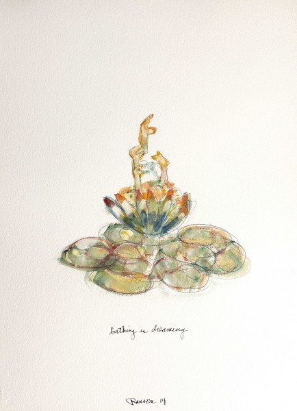 Birthing is Dreaming, 2014 by John Ransom Phillips watercolor on paper 30 x 22.5cm