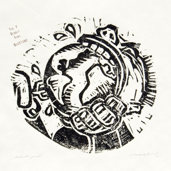 Gerry Baptist RWS RE Gluttony woodcut (set of 9 prints) 23 x 23cm £1150
