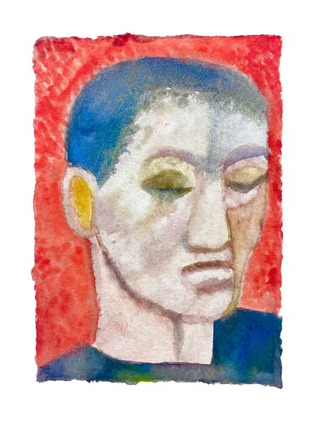 Lucy Gogoliuk Eyes Closed watercolour Unframed Artwork: 21 x 30cm