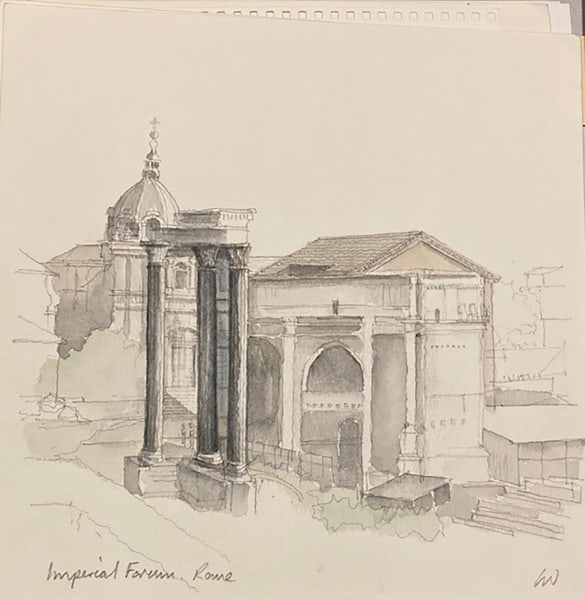 Chris Wilkinson Imperial Forum, Rome watercolour