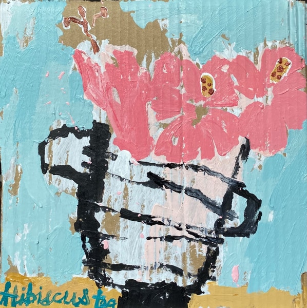 Christie Bird Hibiscus Tea acrylic on cardboard Frame: 32.5 x 32.5cm Artwork: 18.5 x 18.5cm