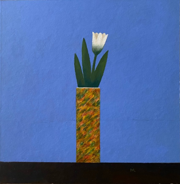 Martin Leman White Flower acrylic Unframed and unmounted Artwork: 27 x 27cm