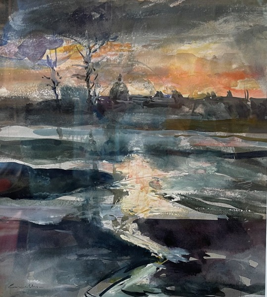 Jane Corsellis, Evening Light Across the Thames