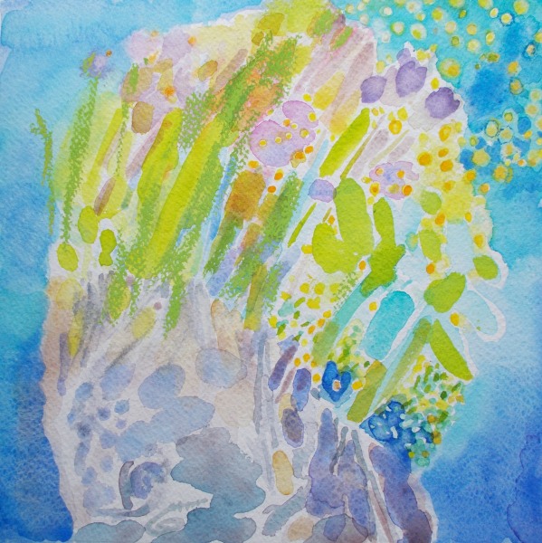 Anne Marlow Floating Pollen watercolour & pastel Frame: 43 x 45cm Artwork: 25 x 25.5cm