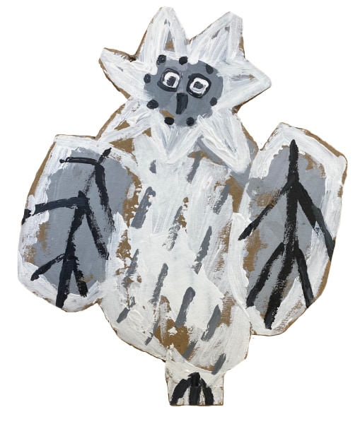 Christie Bird Cut-out Owl acrylic on cardboard Unframed Artwork: 16 x 12cm