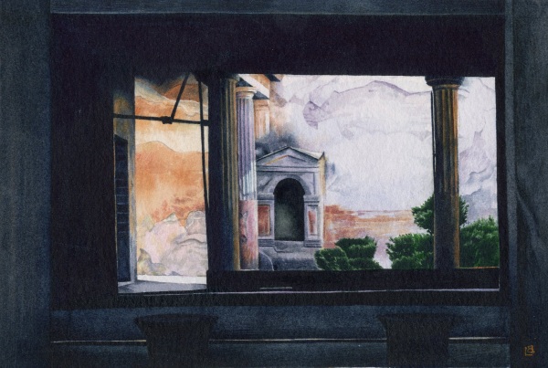 Liz Butler House of the Tragic Poet, Pompeii watercolour Unframed Artwork: 11.5 x 17cm