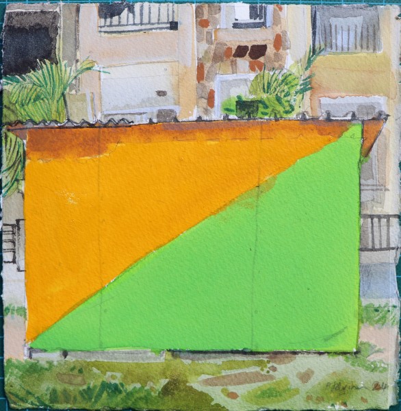 Peter Quinn Kiosk, Flic en Flac, Mauritius watercolour Framed Artwork: 19 x 18cm Frame: 39 x 40cm