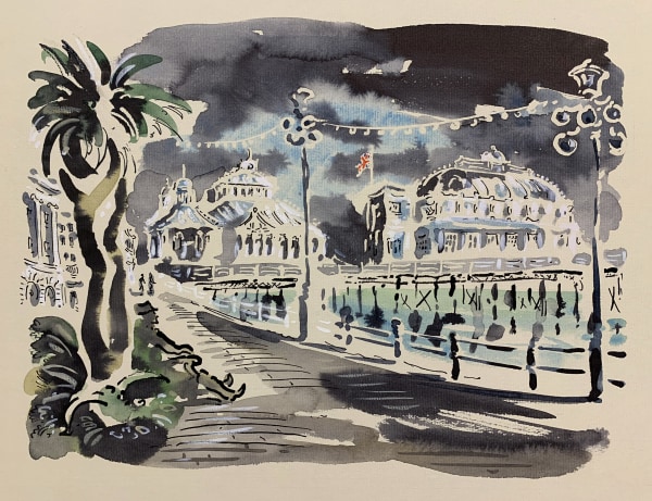 Paul Cox Eastbourne Pier ink & watercolour Framed Artwork: 30.5 x 23cm Frame: 43.5 x 36cm