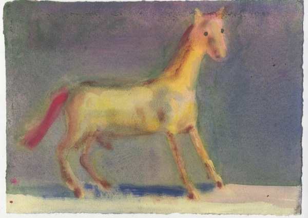 Charles Williams Golden Horse watercolour & gouache 28 x 39cm