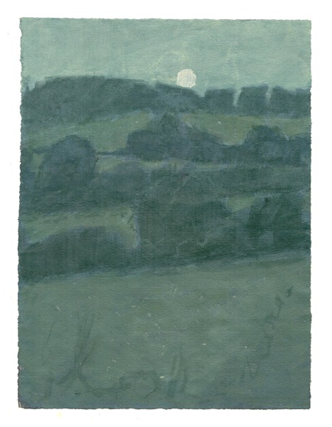 Greg Becker Windlesham Moonrise watercolour & acrylic Framed Artwork: 26 x 19.5cm Frame: 43.5 x 35cm