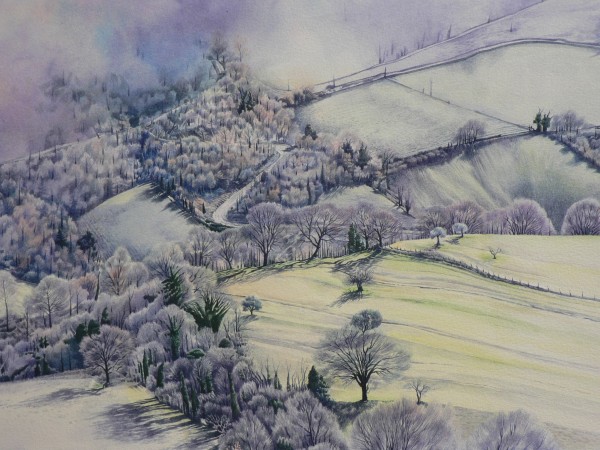Liz Butler After the Hoar Frost, Preggio watercolour Frame: 43 x 53cm Artwork: 25 x 36cm