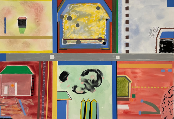 Chloe Fremantle A Story in Six Homes gouache Framed Artwork: 56 x 76cm Frame: 75 x 95cm