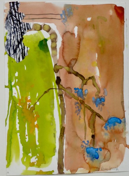 Anne Lynch Warm Tree Energy watercolour Unframed and mounted Artwork: 56 x 43cm