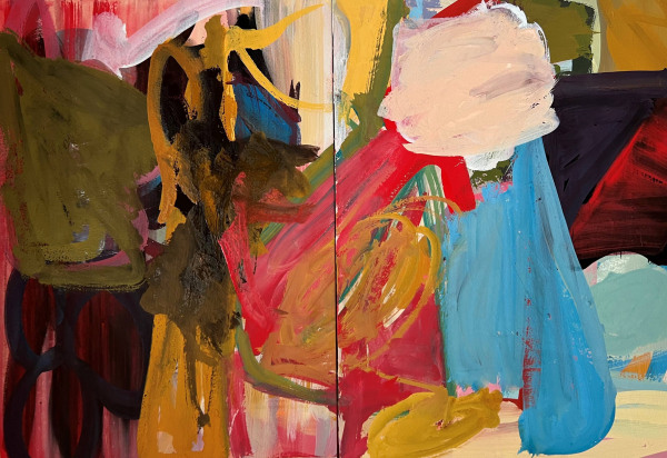 Julie D. Cooper Parade ( Diptych) gouache Framed Frame: 30 x 50cm