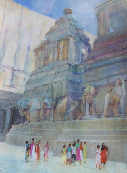 Simon Pierse Great Kailasa Temple mixed media Framed Artwork: 72 x 52cm Frame: 99 x 77cm