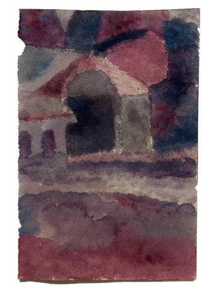 Lucy Gogoliuk The Purple House watercolour Unframed Artwork: 14 x 21cm