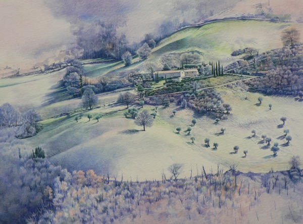 Liz Butler After the Hoar Frost, Preggio I watercolour Framed Artwork: 25.5 x 36.5cm Frame: 43 x 53cm