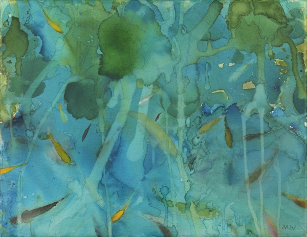 Michael Whittlesea Pond watercolour on canvas Frame: 17 x 21cm Artwork: 14 x 18cm