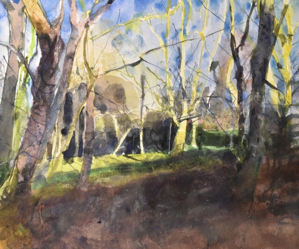 Richard Pikesley Winter Trees, Dancing Light watercolour Frame: 43 x 49cm Artwork: 24 x 29cm
