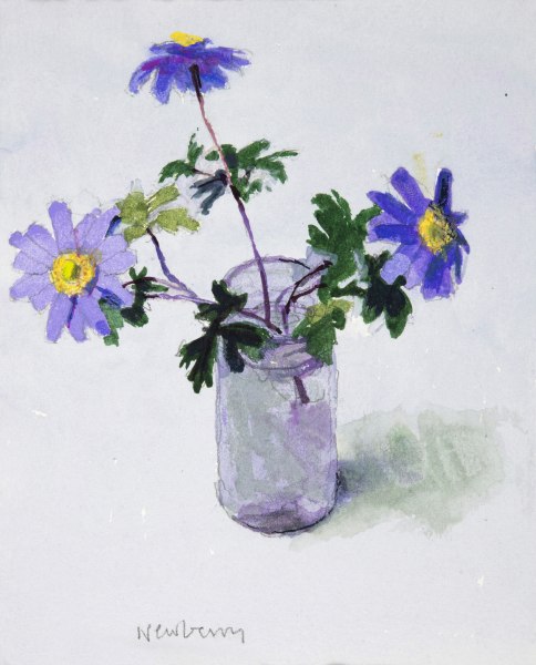 John Newberry Anemone Blanda in Glass Pot watercolour Framed Artwork: 19 x 15cm Frame: 43 x 32cm