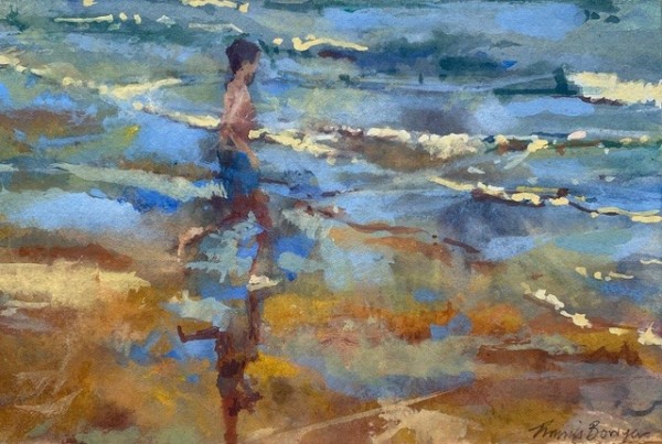 Francis Bowyer Going for a Swim watercolour Unframed with window mount Artwork: 16 x 24cm