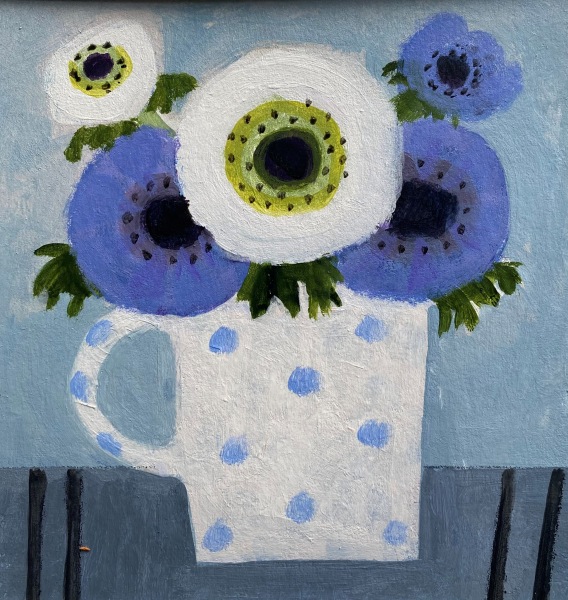 Jill Leman Anemones acrylic Framed Artwork: 15 x 15cm Frame: 30 x 30cm