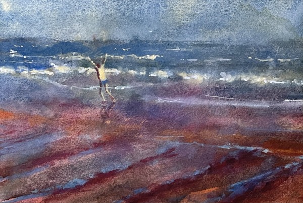 Francis Bowyer Celebrating Low Tide watercolour Framed Artwork: 18 x 27cm Frame: 38 x 46cm