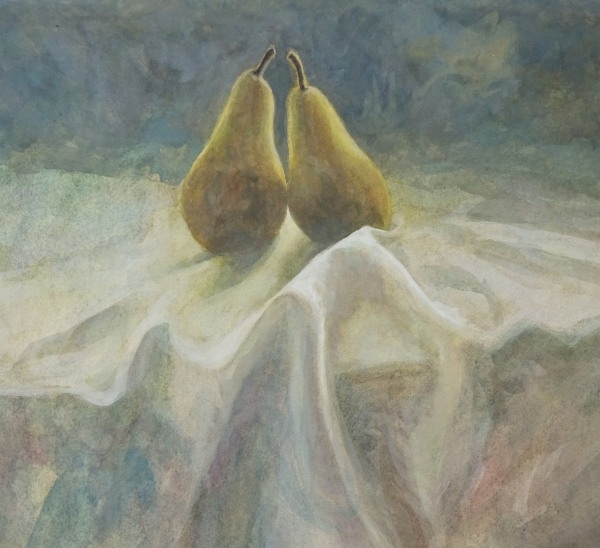 Sarah Holliday Two Pears watercolour Framed Artwork: 25 x 31cm Frame: 43 x 52cm