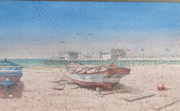 Dennis Roxby Bott Worthing Pier watercolour Frame: 48.5 x 68.5cm Artwork: 26 x 46cm