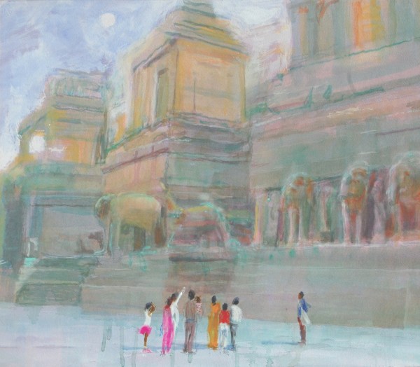 Simon Pierse Great Kailasa Temple (ii) watercolour Framed Artwork: 51 x 64cm Frame: 61 x 86cm